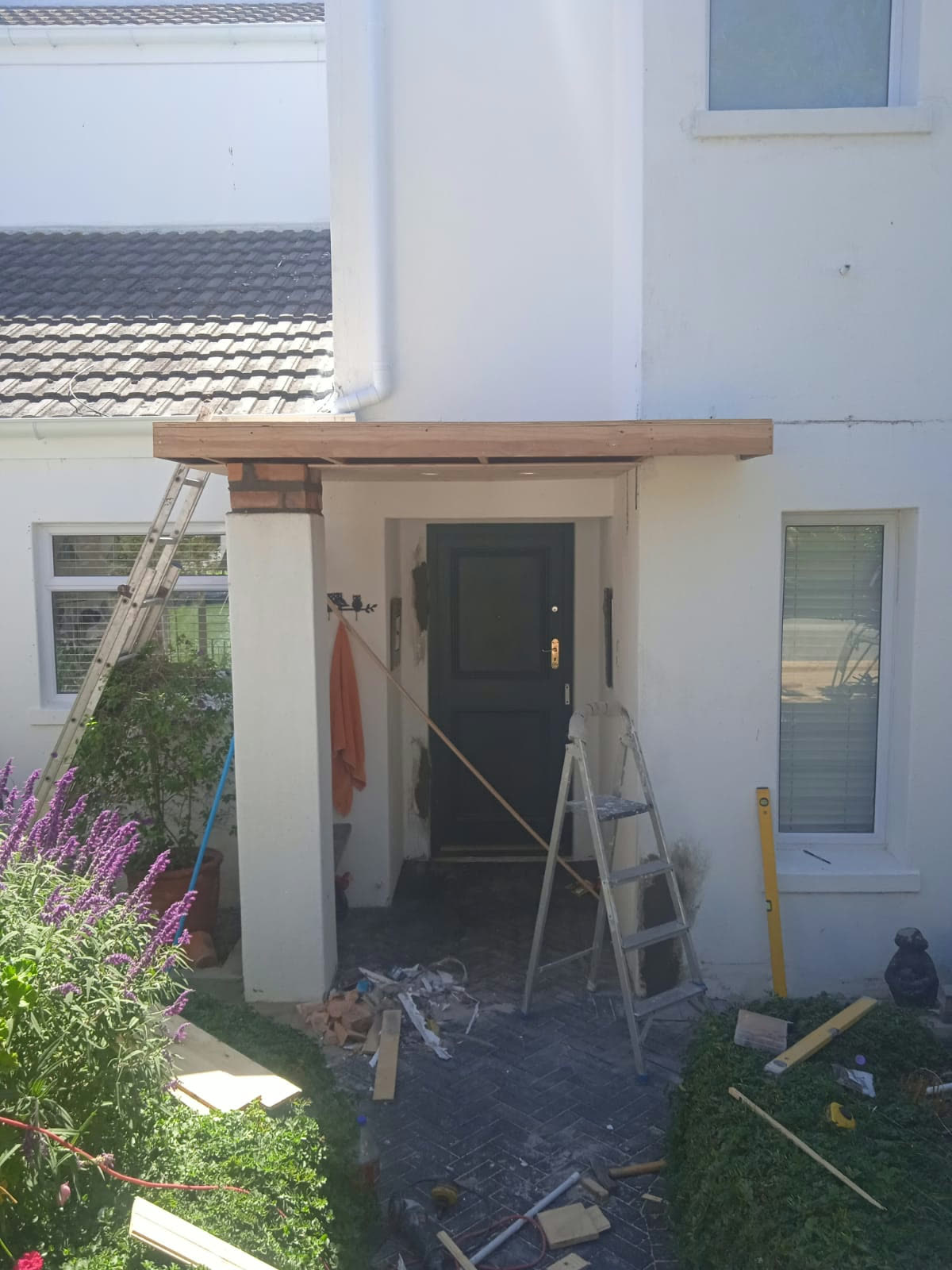 New entrance canopy beam installed