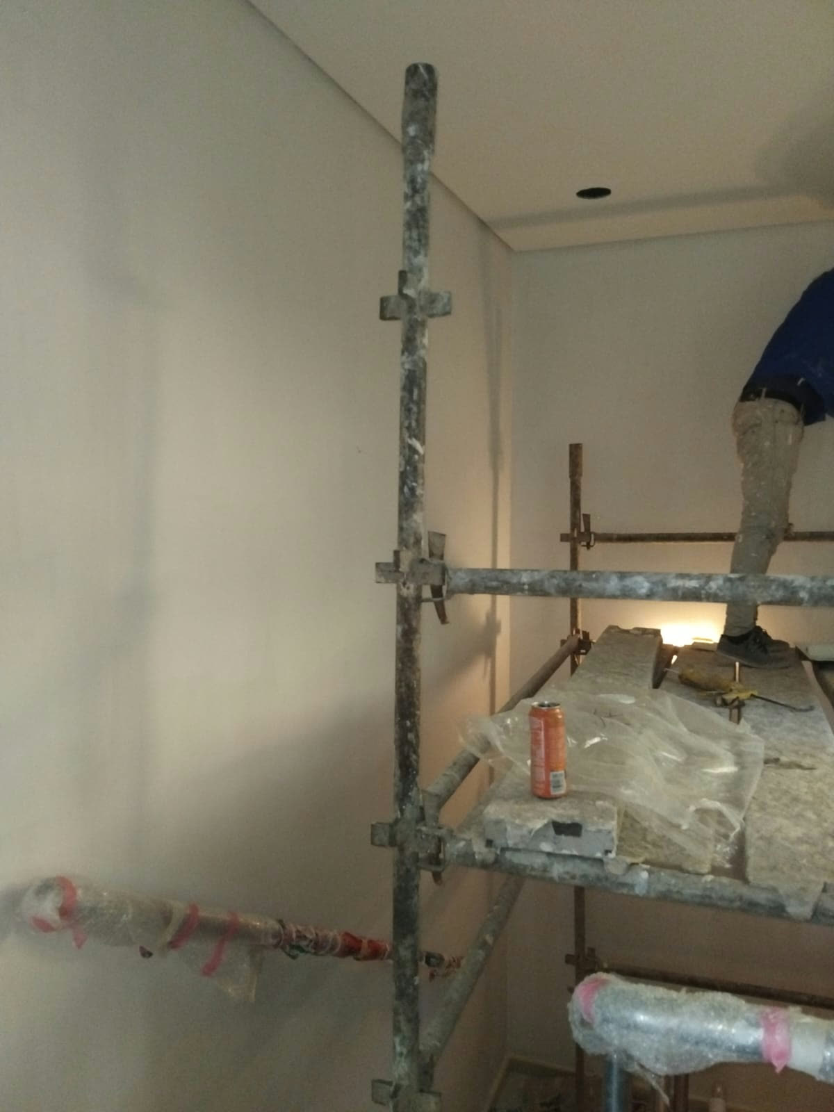 Interior repaint at height with scaffolding