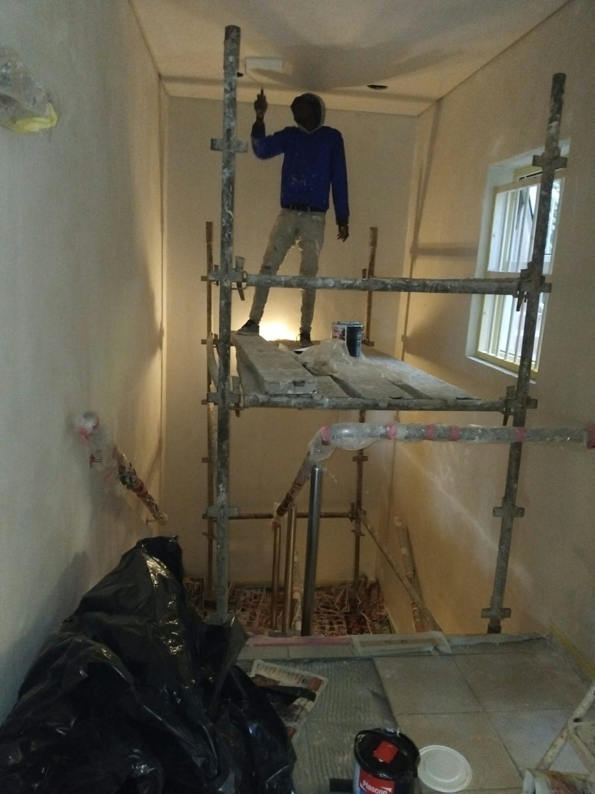 Ceiling painting on scaffolding