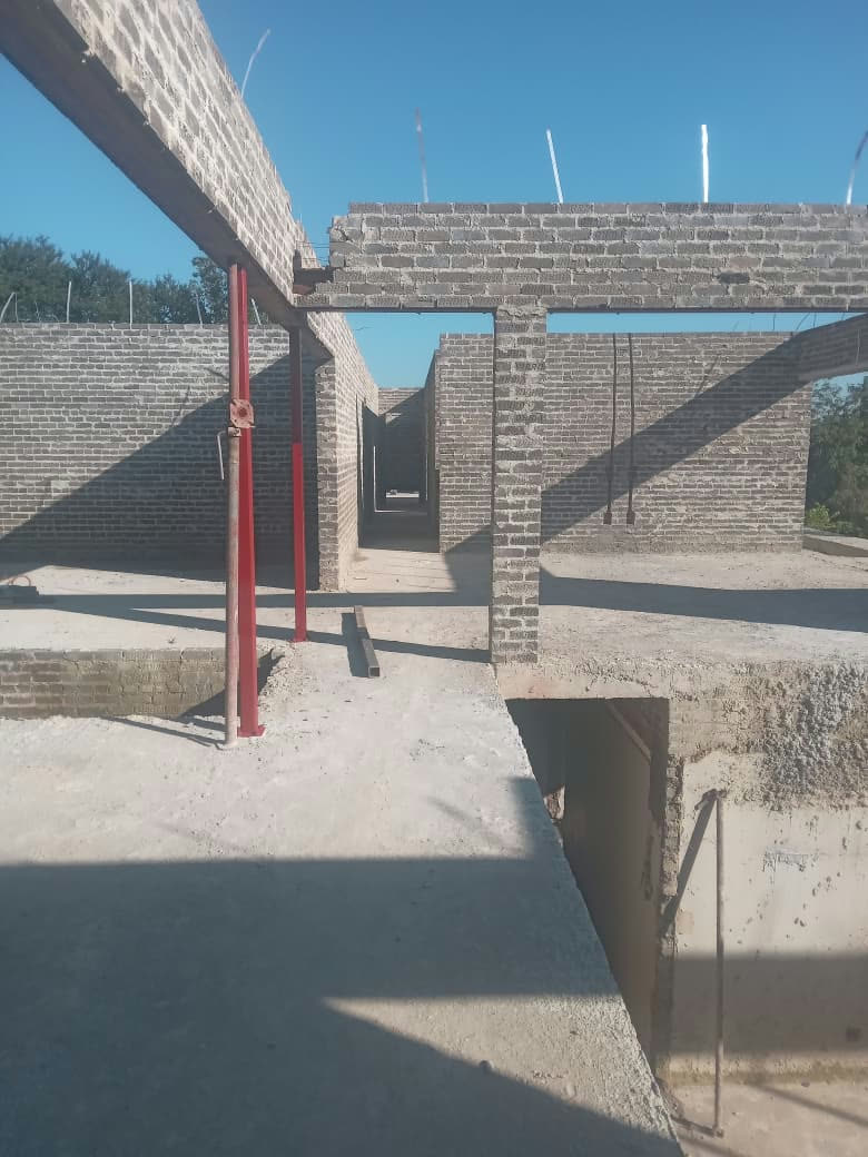 First-floor brickwork and concrete slab