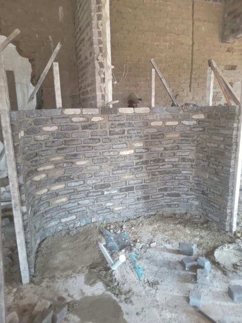 Curved feature wall brickwork
